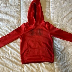 Red Under Armour hooded sweatshirt